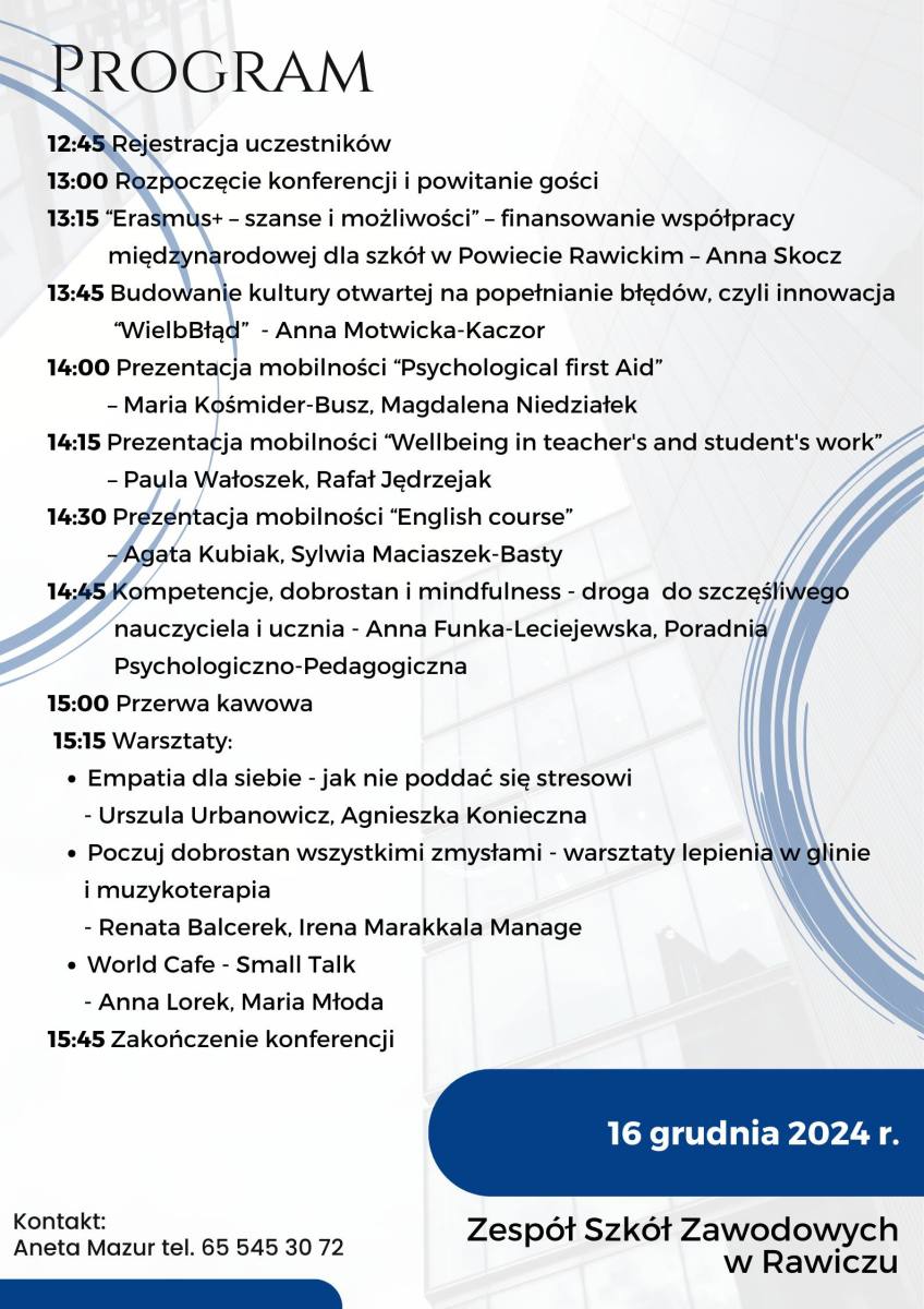 Konferencja -Edukacja przyszłości - Erasmus+, dobrostan i rozwój osobisty